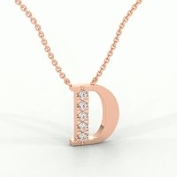 D Bound Initial Pendant with Lab-Grown Diamonds and Attached Chain 0.11cts