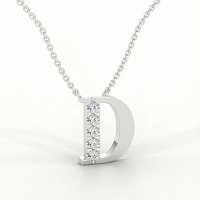 D Bound Initial Pendant with Lab-Grown Diamonds and Attached Chain 0.11cts