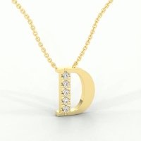 D Bound Initial Pendant with Lab-Grown Diamonds and Attached Chain 0.11cts