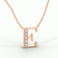 E Bound Initial Pendant with Lab-Grown Diamonds and Attached Chain 0.15cts