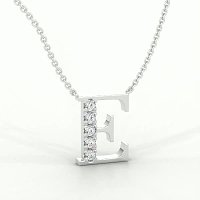 E Bound Initial Pendant with Lab-Grown Diamonds and Attached Chain 0.15cts