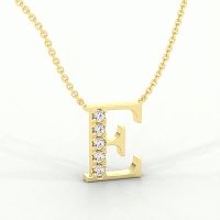 E Bound Initial Pendant with Lab-Grown Diamonds and Attached Chain 0.15cts