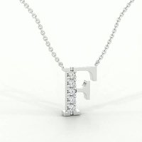 F Bound Initial Pendant with Lab-Grown Diamonds and Attached Chain 0.15cts