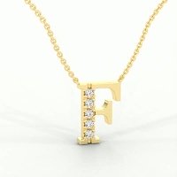 F Bound Initial Pendant with Lab-Grown Diamonds and Attached Chain 0.15cts