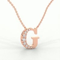 G Bound Initial Pendant with Lab-Grown Diamonds and Attached Chain 0.17cts