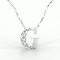 G Bound Initial Pendant with Lab-Grown Diamonds and Attached Chain 0.17cts
