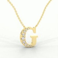 G Bound Initial Pendant with Lab-Grown Diamonds and Attached Chain 0.17cts