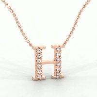 H Bound Initial Pendant with Lab-Grown Diamonds and Attached Chain 0.18cts