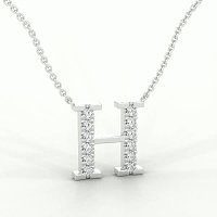 H Bound Initial Pendant with Lab-Grown Diamonds and Attached Chain 0.18cts