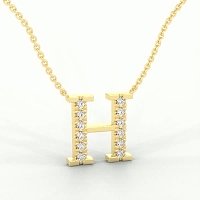 H Bound Initial Pendant with Lab-Grown Diamonds and Attached Chain 0.18cts