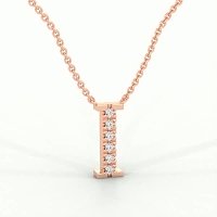 I Bound Initial Pendant with Lab-Grown Diamonds and Attached Chain 0.09cts