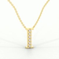I Bound Initial Pendant with Lab-Grown Diamonds and Attached Chain 0.09cts