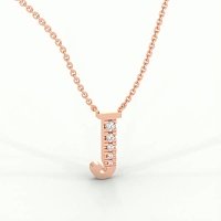 J Bound Initial Pendant with Lab-Grown Diamonds and Attached Chain 0.07cts
