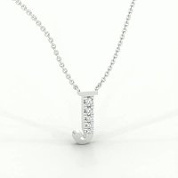 J Bound Initial Pendant with Lab-Grown Diamonds and Attached Chain 0.07cts