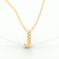 J Bound Initial Pendant with Lab-Grown Diamonds and Attached Chain 0.07cts