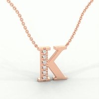 K Bound Initial Pendant with Lab-Grown Diamonds and Attached Chain 0.09cts