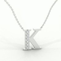 K Bound Initial Pendant with Lab-Grown Diamonds and Attached Chain 0.09cts
