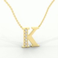 K Bound Initial Pendant with Lab-Grown Diamonds and Attached Chain 0.09cts