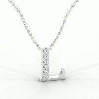 L Bound Initial Pendant with Lab-Grown Diamonds and Attached Chain 0.09cts