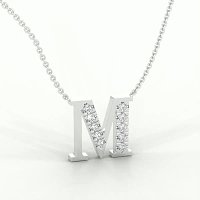 M Bound Initial Pendant with Lab-Grown Diamonds and Attached Chain 0.25cts