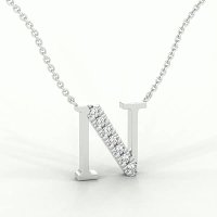 N Bound Initial Pendant with Lab-Grown Diamonds and Attached Chain 0.11cts