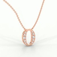 O Bound Initial Pendant with Lab-Grown Diamonds and Attached Chain 0.19cts