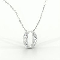 O Bound Initial Pendant with Lab-Grown Diamonds and Attached Chain 0.19cts