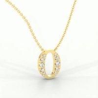 O Bound Initial Pendant with Lab-Grown Diamonds and Attached Chain 0.19cts