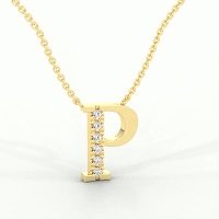 P Bound Initial Pendant with Lab-Grown Diamonds and Attached Chain 0.09cts