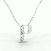 P Bound Initial Pendant with Lab-Grown Diamonds and Attached Chain 0.09cts