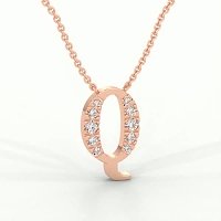 Q Bound Initial Pendant with Lab-Grown Diamonds and Attached Chain 0.19cts