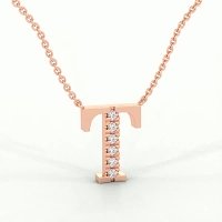 T Bound Initial Pendant with Lab-Grown Diamonds and Attached Chain 0.09cts
