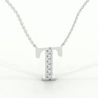 T Bound Initial Pendant with Lab-Grown Diamonds and Attached Chain 0.09cts