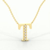 T Bound Initial Pendant with Lab-Grown Diamonds and Attached Chain 0.09cts