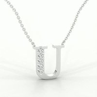 U Bound Initial Pendant with Lab-Grown Diamonds and Attached Chain 0.08cts