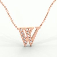 W Bound Initial Pendant with Lab-Grown Diamonds and Attached Chain 0.15cts