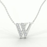 W Bound Initial Pendant with Lab-Grown Diamonds and Attached Chain 0.15cts