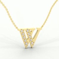 W Bound Initial Pendant with Lab-Grown Diamonds and Attached Chain 0.15cts