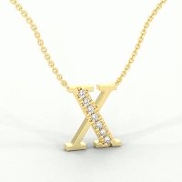 X Bound Initial Pendant with Lab-Grown Diamonds and Attached Chain 0.11cts
