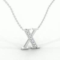 X Bound Initial Pendant with Lab-Grown Diamonds and Attached Chain 0.11cts