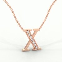 X Bound Initial Pendant with Lab-Grown Diamonds and Attached Chain 0.11cts