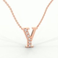 Y Bound Initial Pendant with Lab-Grown Diamonds and Attached Chain 0.09cts