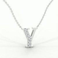 Y Bound Initial Pendant with Lab-Grown Diamonds and Attached Chain 0.09cts