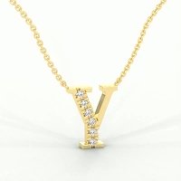 Y Bound Initial Pendant with Lab-Grown Diamonds and Attached Chain 0.09cts