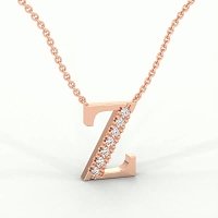 Z Bound Initial Pendant with Lab-Grown Diamonds and Attached Chain 0.11cts