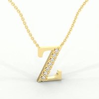 Z Bound Initial Pendant with Lab-Grown Diamonds and Attached Chain 0.11cts
