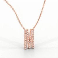 M Eternal Initial Pendant with Lab-Grown Diamonds and Attached Chain 0.16cts