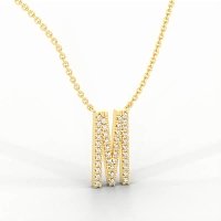 M Eternal Initial Pendant with Lab-Grown Diamonds and Attached Chain 0.16cts
