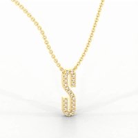 S Eternal Initial Pendant with Lab-Grown Diamonds and Attached Chain 0.08cts