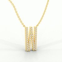 W Eternal Initial Pendant with Lab-Grown Diamonds and Attached Chain 0.16cts